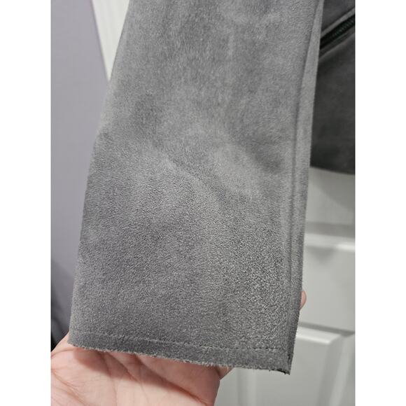 Kut from the Kloth Faux Suade Vegan Leather Gray Moto Jacket Size S Womens - Picture 5 of 12